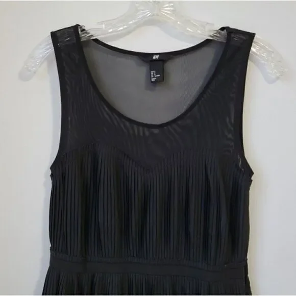 H&M Black Pleated Cocktail Party Dress Size Small - Picture 4 of 12